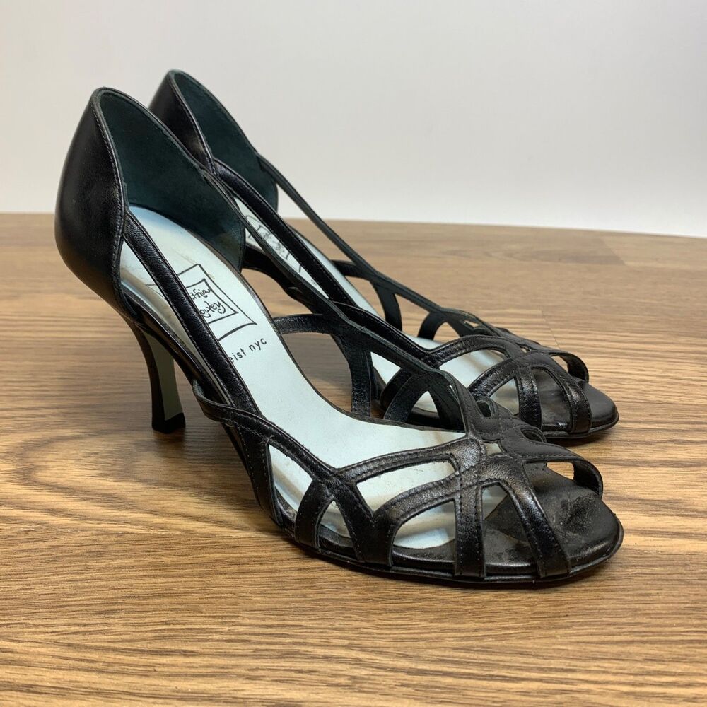 Cynthia Rowley Womens Size 6.5 Black‎ Leather Cage Pumps Heels